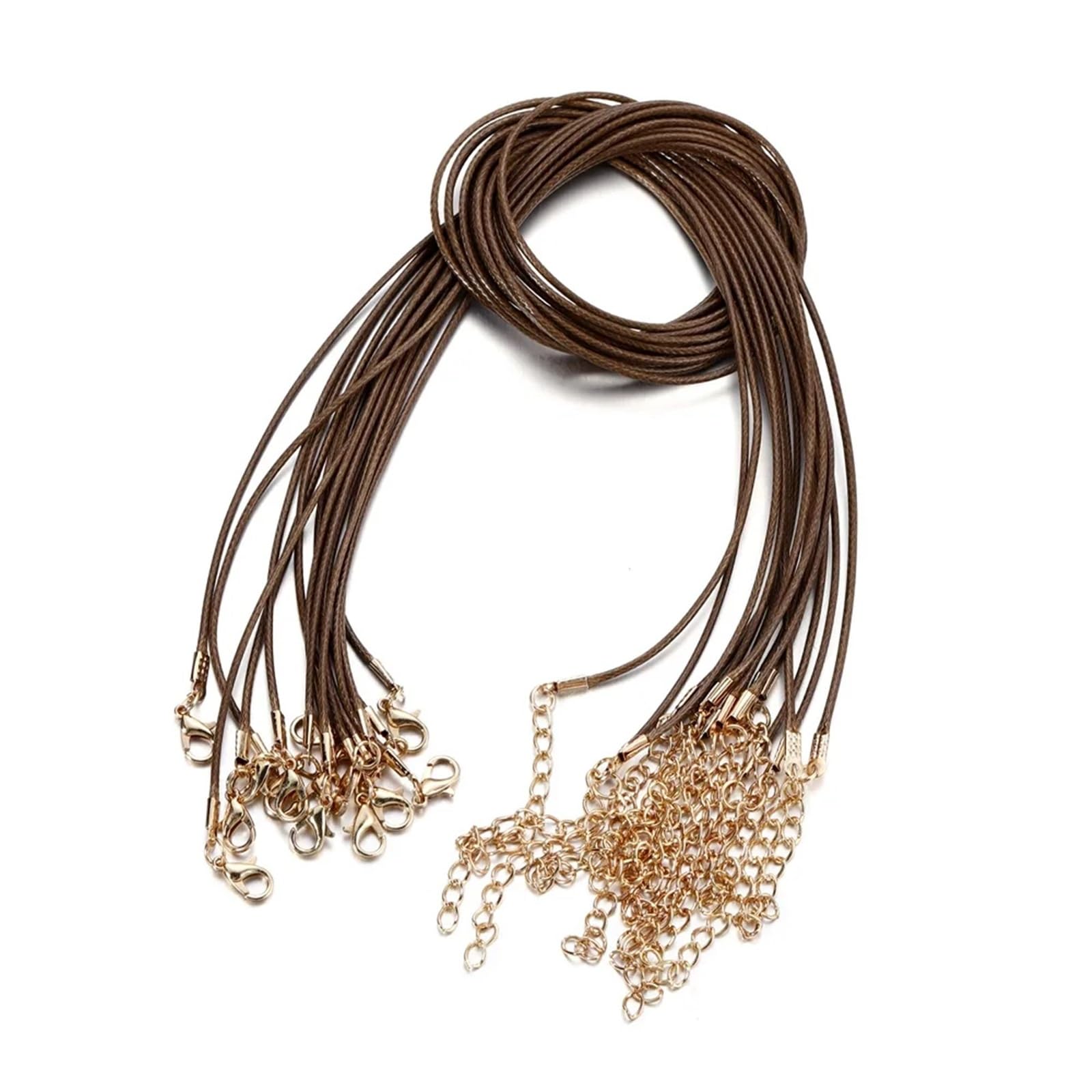 Anenog Chocolate Leather Necklace Cord With Clasps 100Pcs 1.5Mm Handmade Leather With Lobster Clasp String Cord Adjustable Braided Rope For Diy Necklaces Pendant Charms Findings(Chocolate)