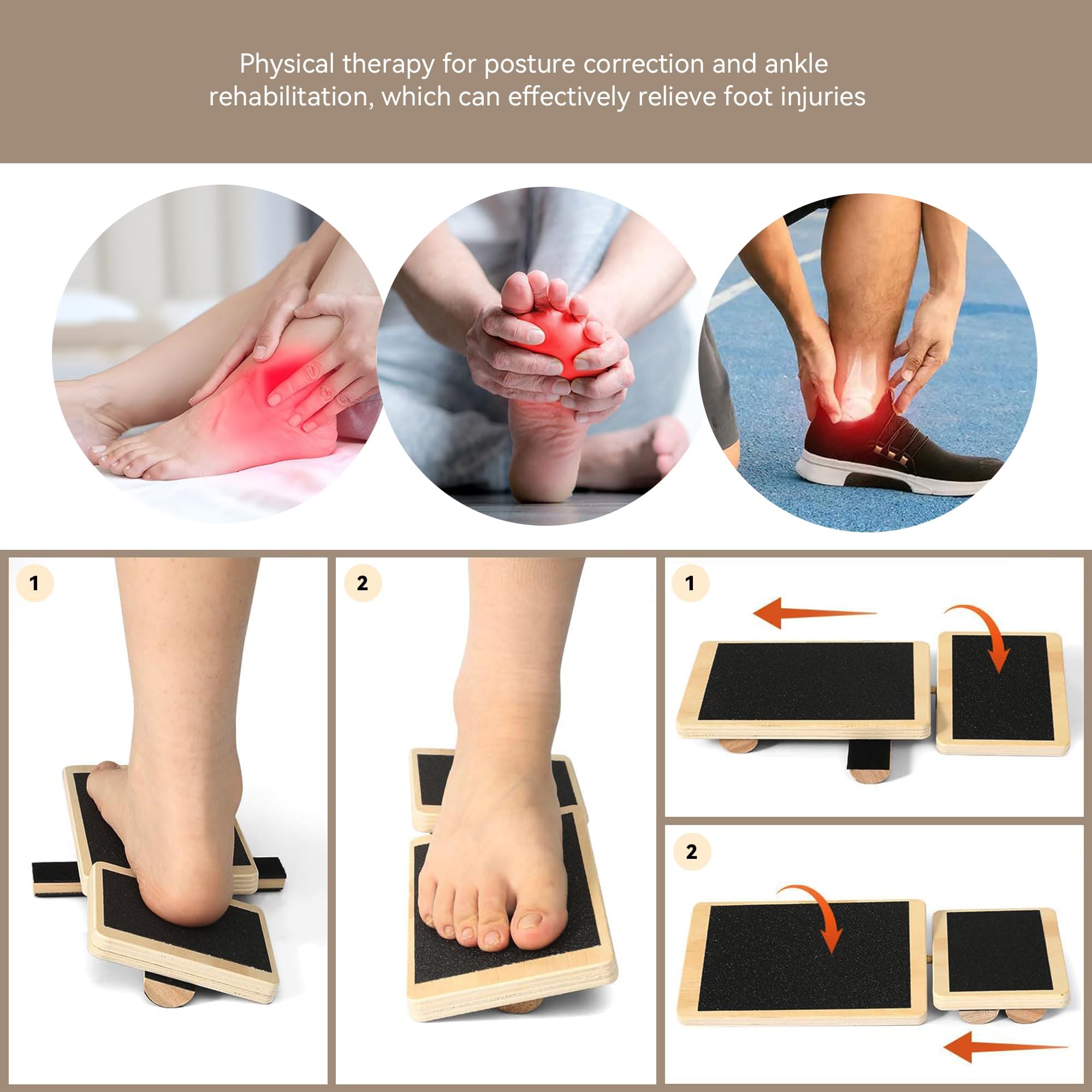 Balance Board in legno, per allenare i piedi, antiscivolo, per adulti, efficace rafforzamento del piede e stabilizzazione dei piedi, correzione della postura allungamento della caviglia