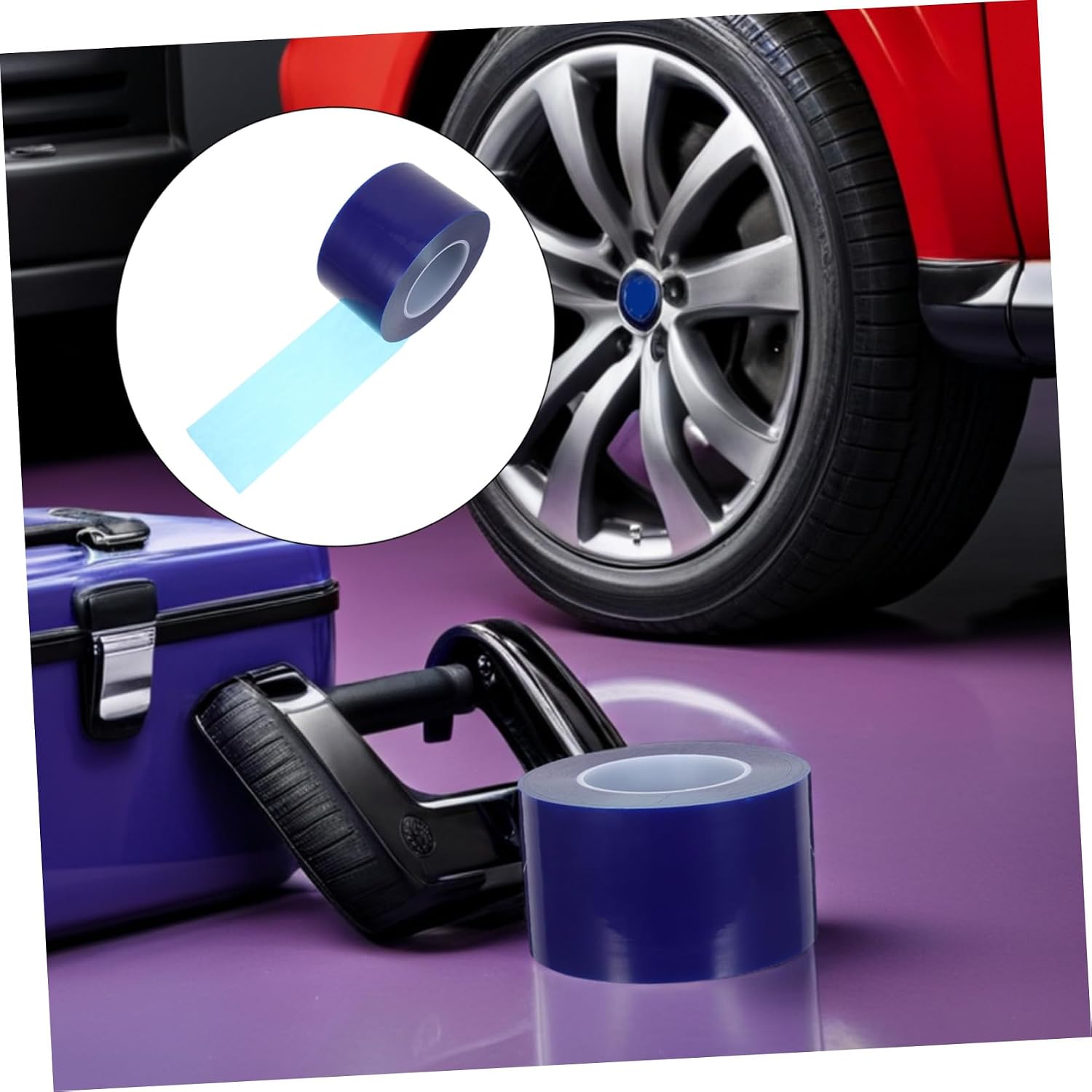 Yardwe Blue Pe Car Wheel Rim Protection Tape, 3.15" X 656ft Scratch Guard Tape with Easy Removal and Residue-Free Adhesive, for Automotive Shops and DIY Wheel Maintenance