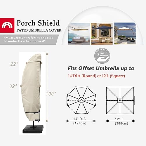 Miniatura 2 de Porch Shield Funda para sombrilla de patio, impermeable, para exteriores, para jardín, con diseño de plátano, se adapta a paraguas voladizo de 12 a