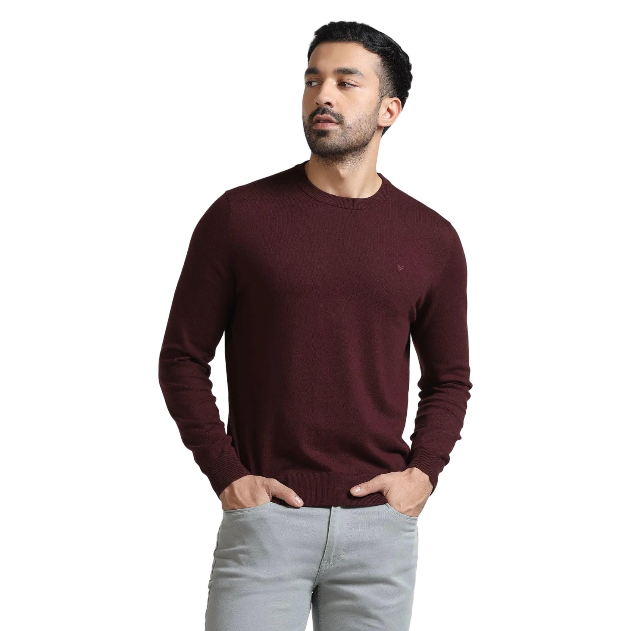 blackberrys Men Burgundy Solid Sweaters-picture-34