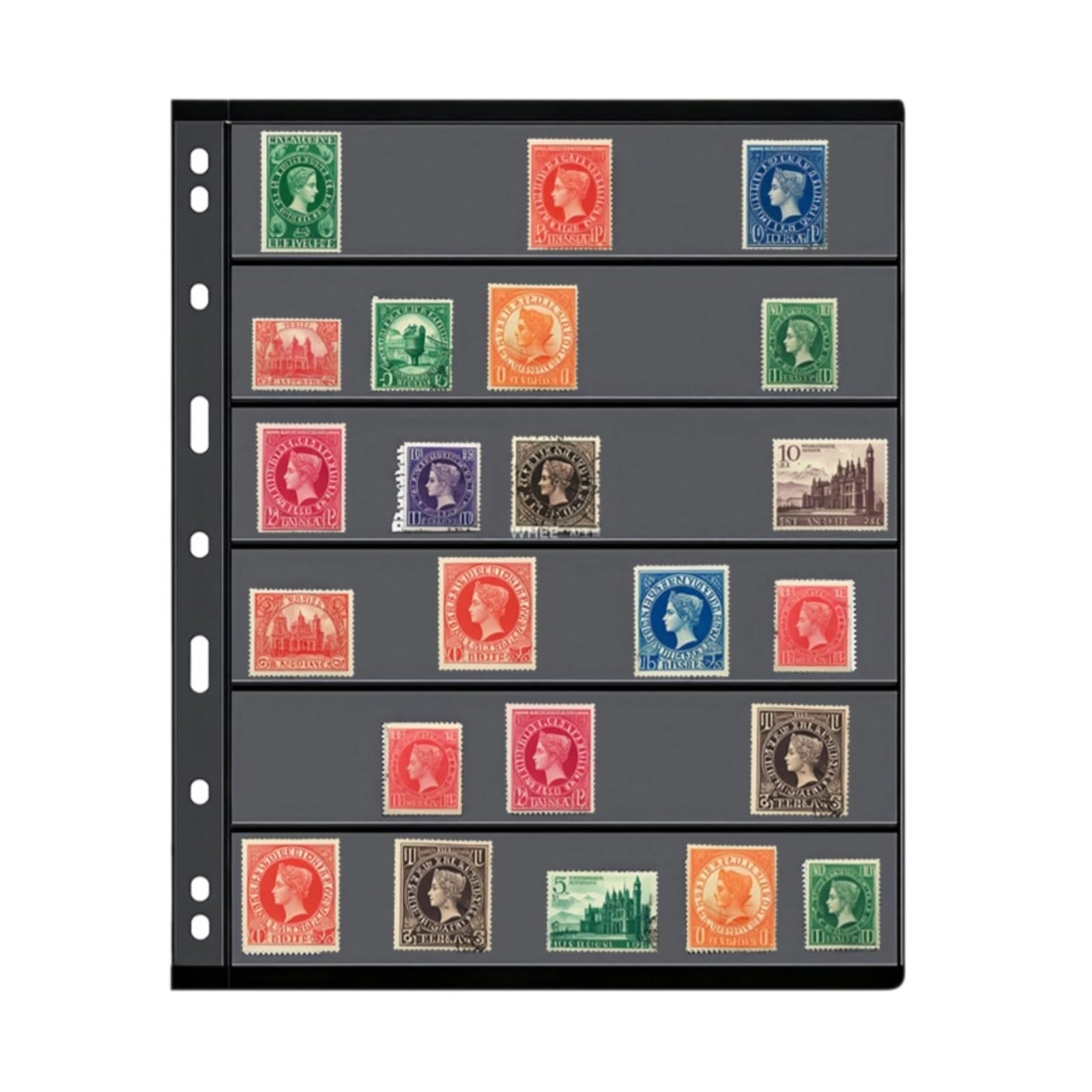 Lot de 10 feuilles de rechange pour album de timbres, pages double face à 9 pochettes, fond noir pour pièces, devises et collections, format standard 8,5 x 11 pouces pour classeur