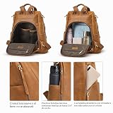 S-ZONE Mochila de cuero para mujer, mochila antirrobo, bolsa de hombro mediana, 3-marrón claro, Mediana, Classic