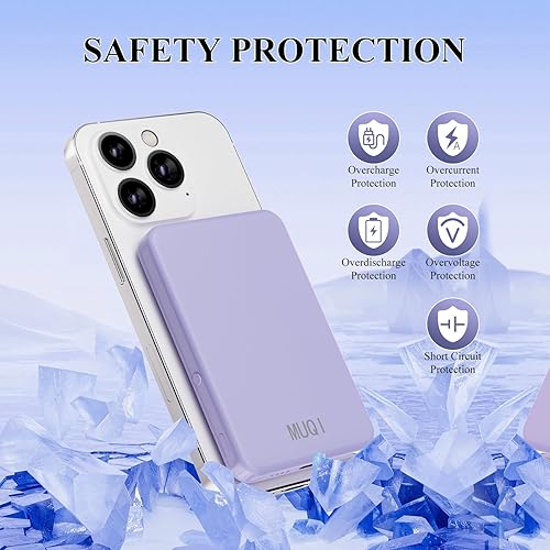 Miniatura 5 de Banco de potencia de succión eléctrica, cargador portátil inalámbrico de 5000 mAh, carga rápida de 22.5 W con cable USB-C, carga inalámbrica para