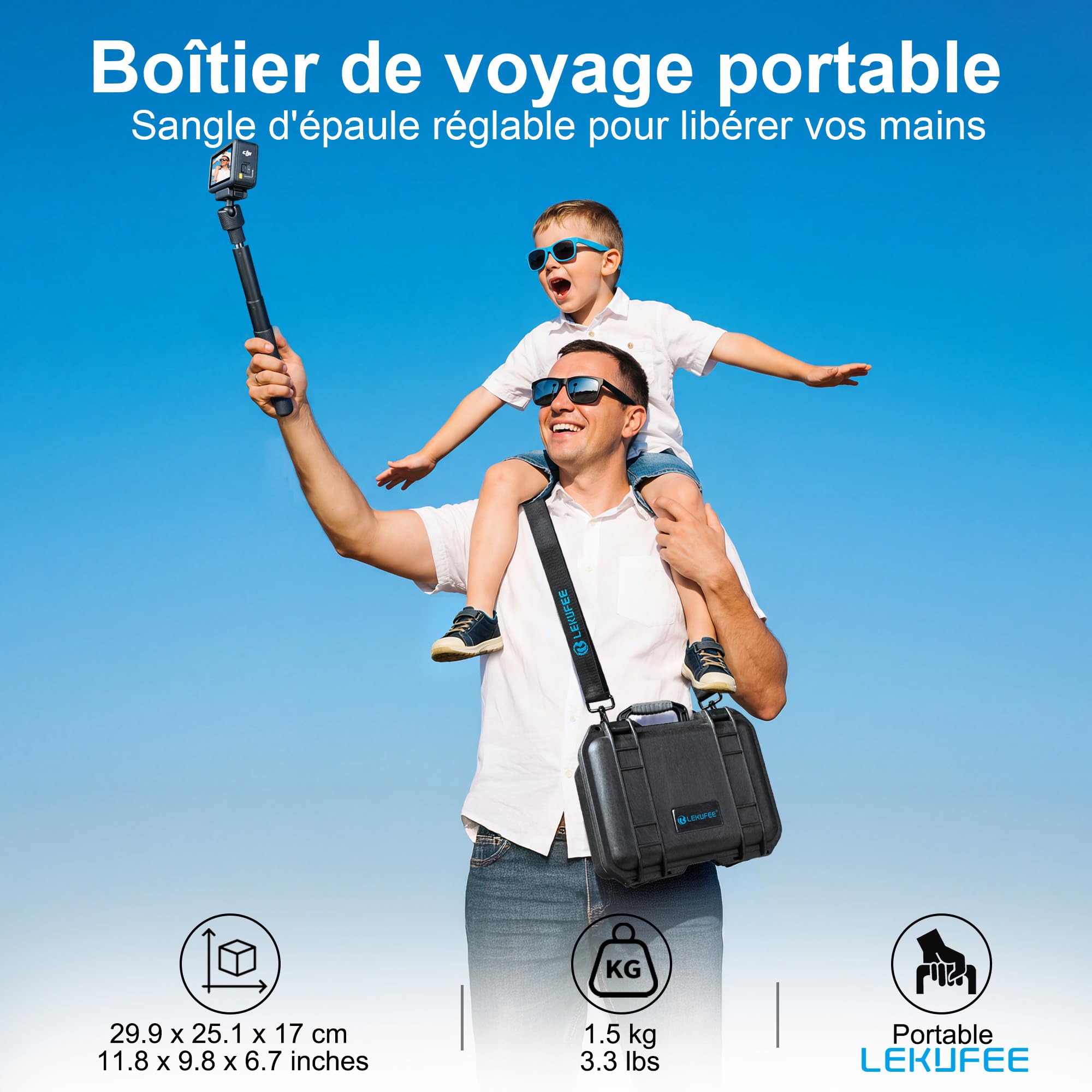 LEKUFEE Étui Rigide Étanche pour DJI Osmo Action 6/5 Pro/4/3 Caméra