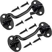 Rainspire 2-Pack 4-Inch Black Stainless Steel Privacy Hook & Eye Latch for Barn Doors, Gates, Cabinets, Windows & Shutters