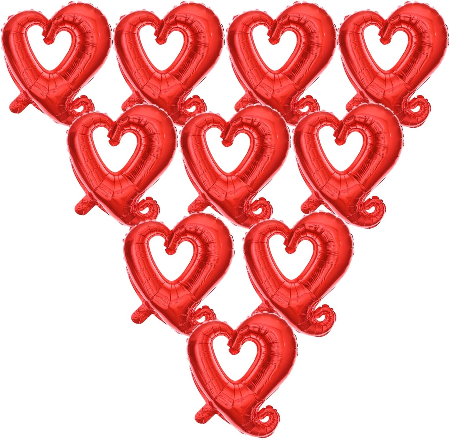 Soochat Red Heart Balloons, Foil Mylar Helium Balloon for Valentine's Day Wedding Party Decorations 10 Pcs