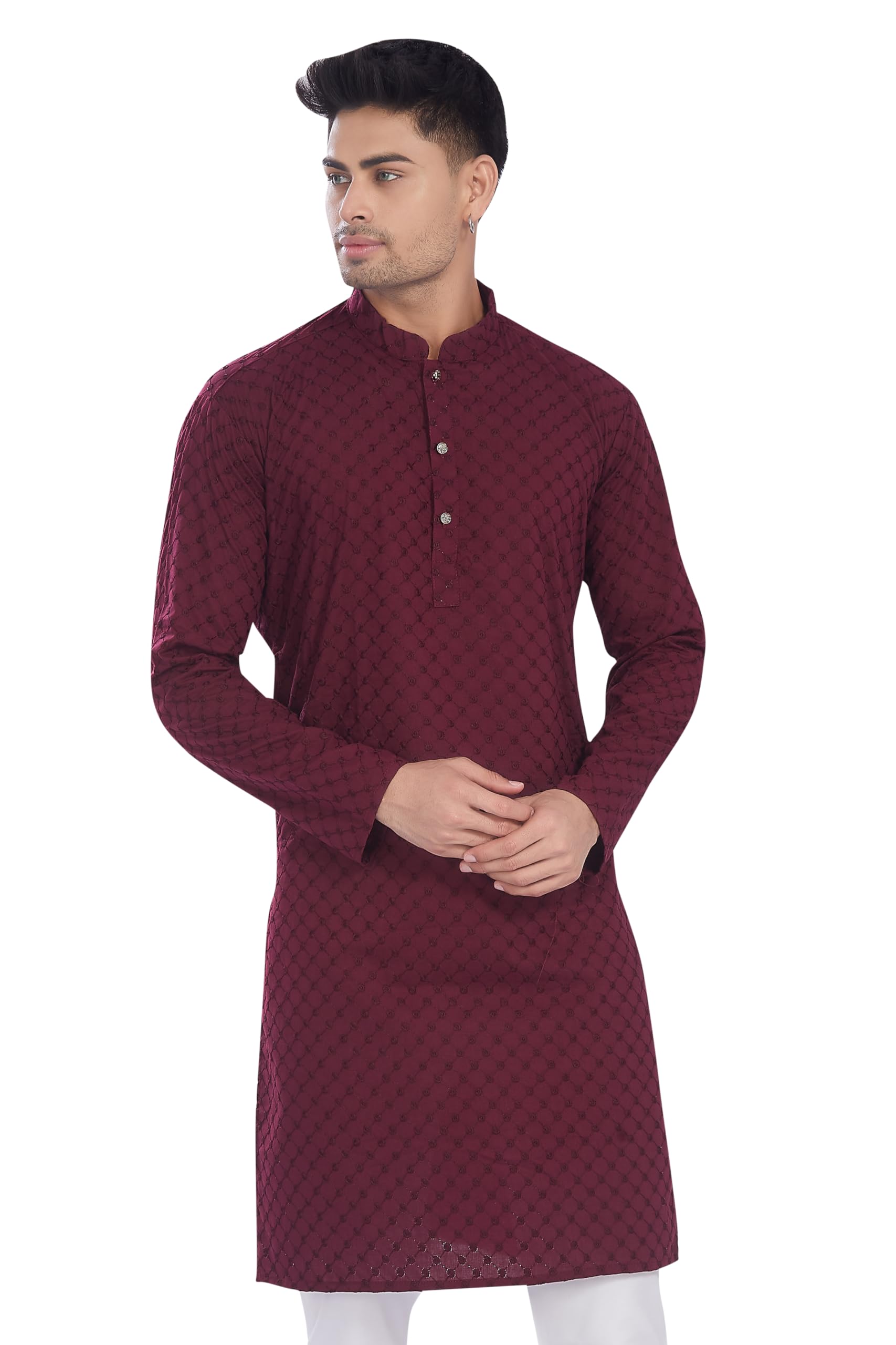 Men's Thread Embroidered Cotton Only Slim Fit Kurta