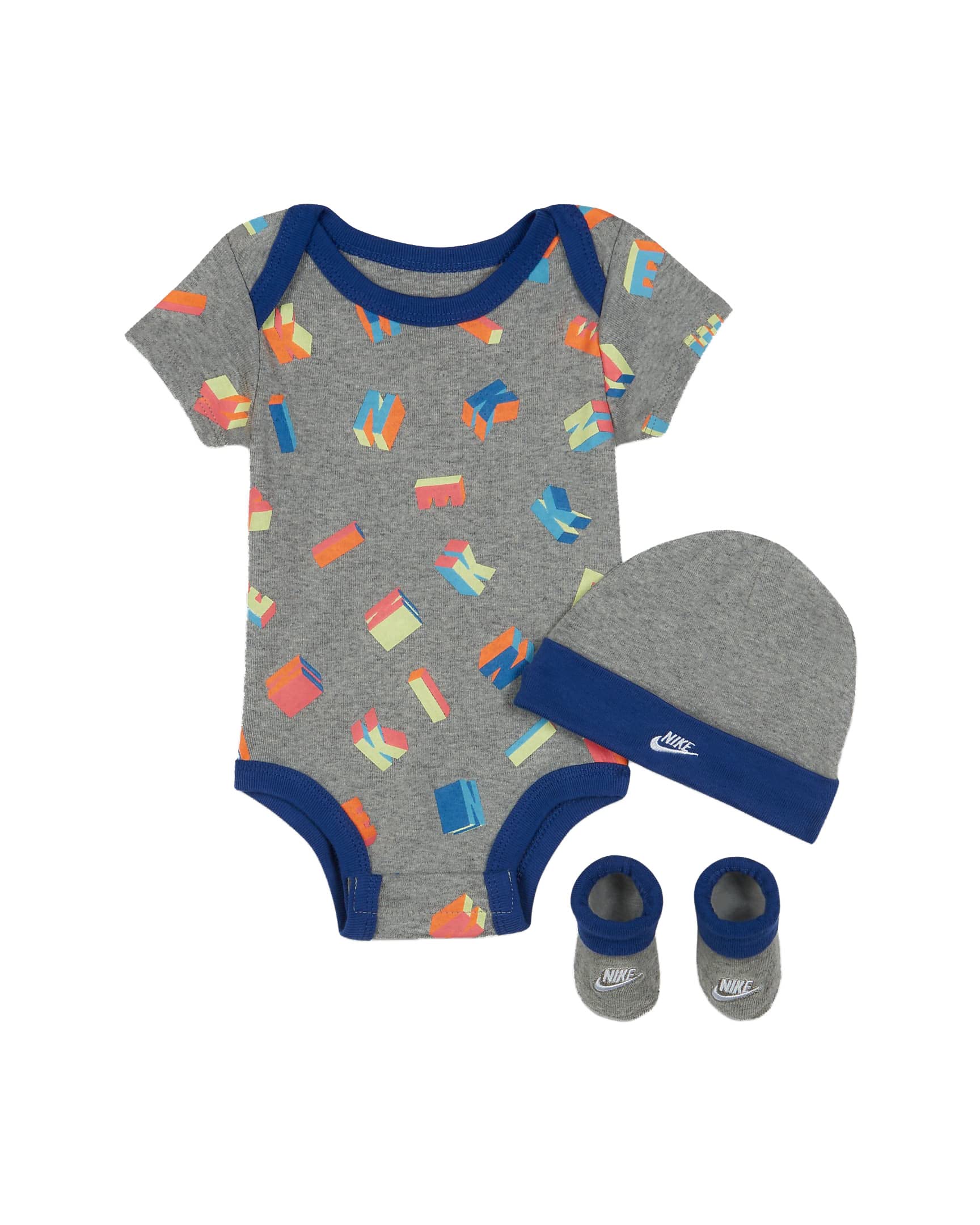 Nike Hat Bodysuit Bootie Set (Infant) Dark Grey