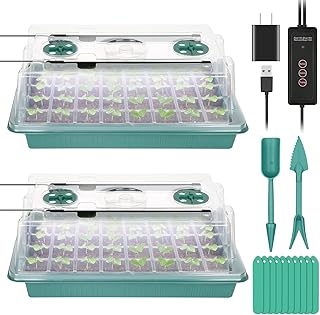 Sponsored Ad - Biyiqifei 2 Packs Seed Starter Tray with Grow Light,Seed Starter Kit with Humidity Dome, Premium Propagatio...