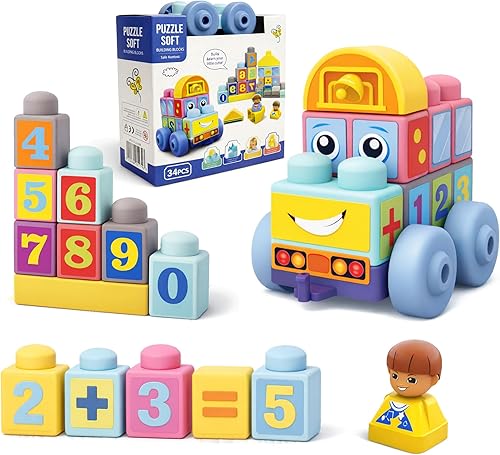 Miniatura 16 de Bloques de construcción suaves para niños pequeños, bloques para niños de 6 meses en adelante, bloques apilables grandes y creativos, 20 piezas