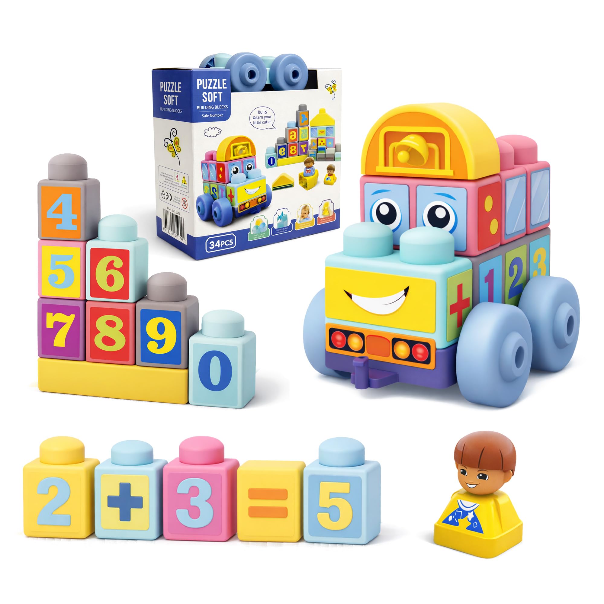 ROHSCE Baby Blocks 6 to 12 Months Kids Building Blocks Colorful Soft Blocks for Toddlers, Large Creative Stacking Blocks, STEM Soft Blocks for Baby 34