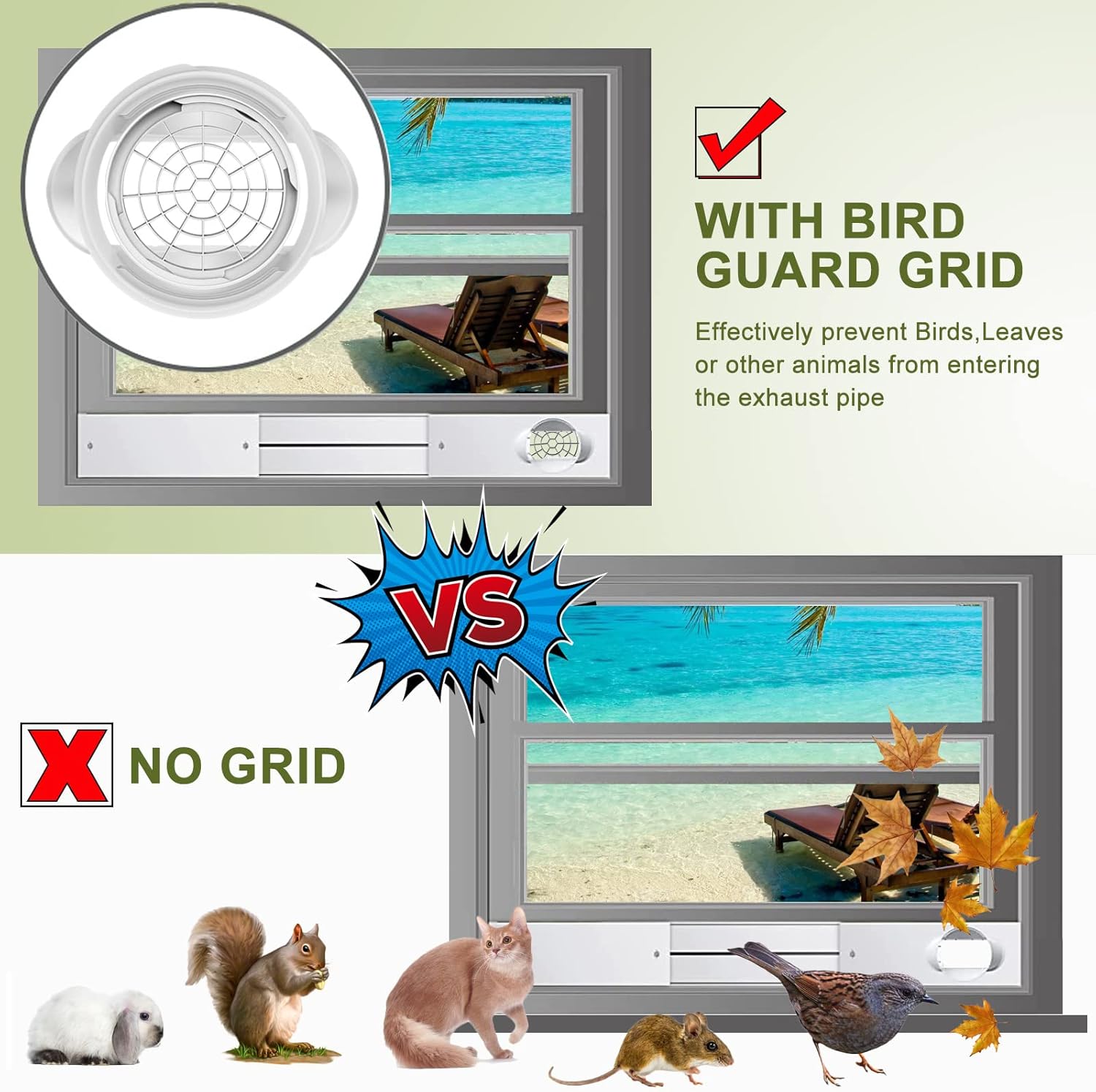 2023 New Portable AC Window Kit with 2-in-1 Coupler for 5.0"/5.9” Exhaust Hose, Universal Sliding Air Conditioner Window Vent Kit with 4 Upgraded Seamless Slot Seal Plates and PVC Grid : Automotive