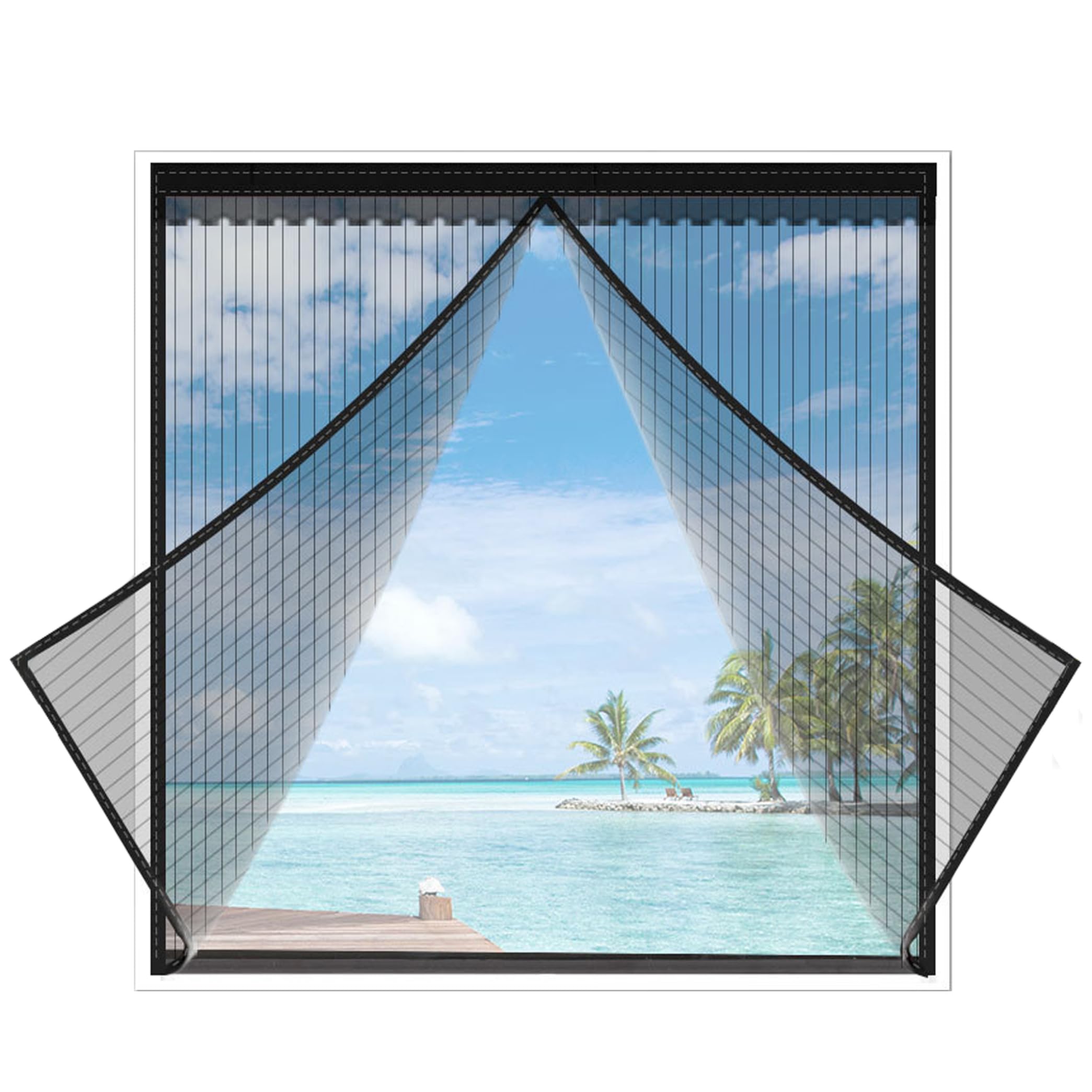 Toile moustiquaire magnétique noire flexible écran de fenêtre auto-adhésif 31x47 po