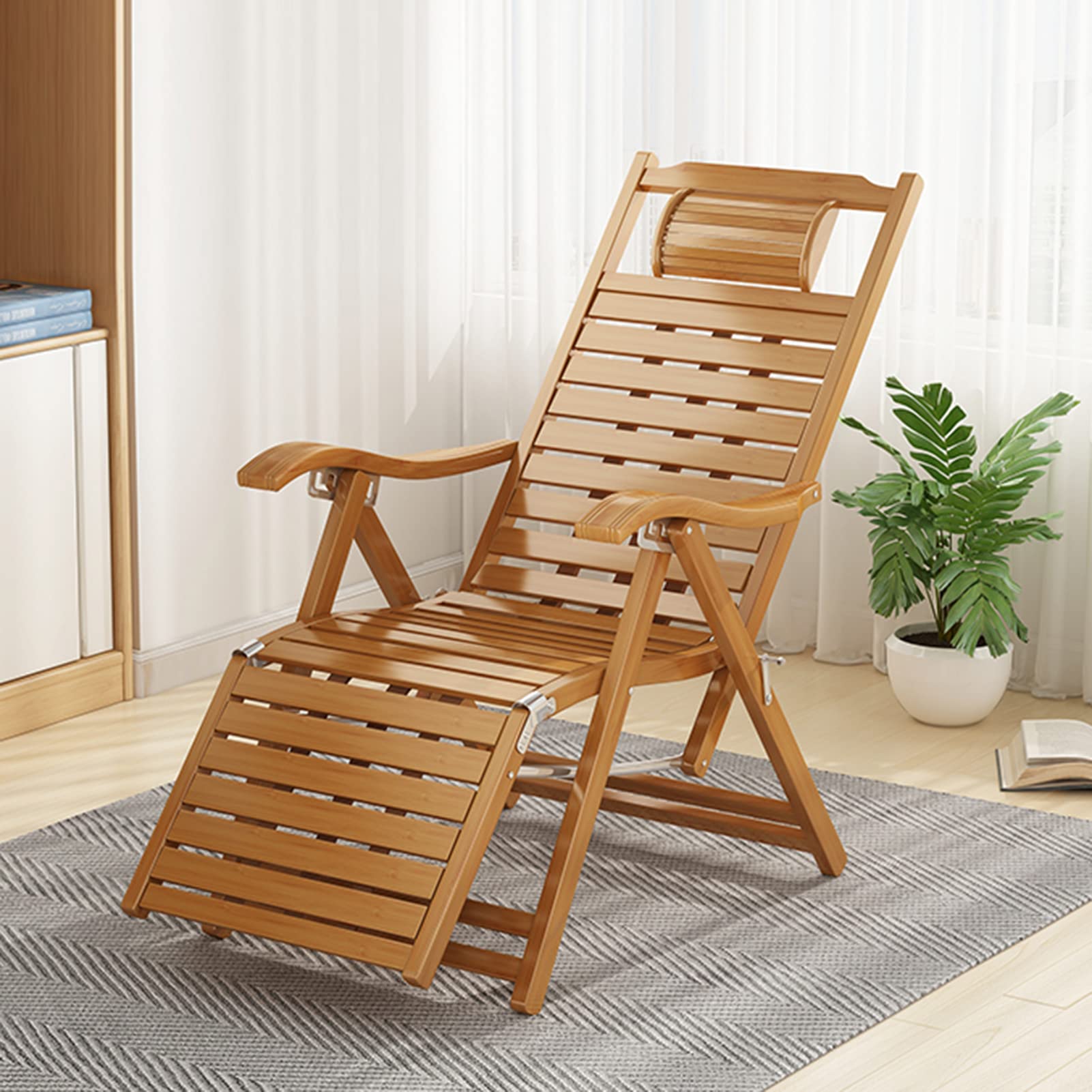 新品未開封❣️天然竹製リクライニングチェア 折りたたみ　屋内　屋外 Amazon｜竹庭 天然竹製 ロッキングチェア リクライニングチェア