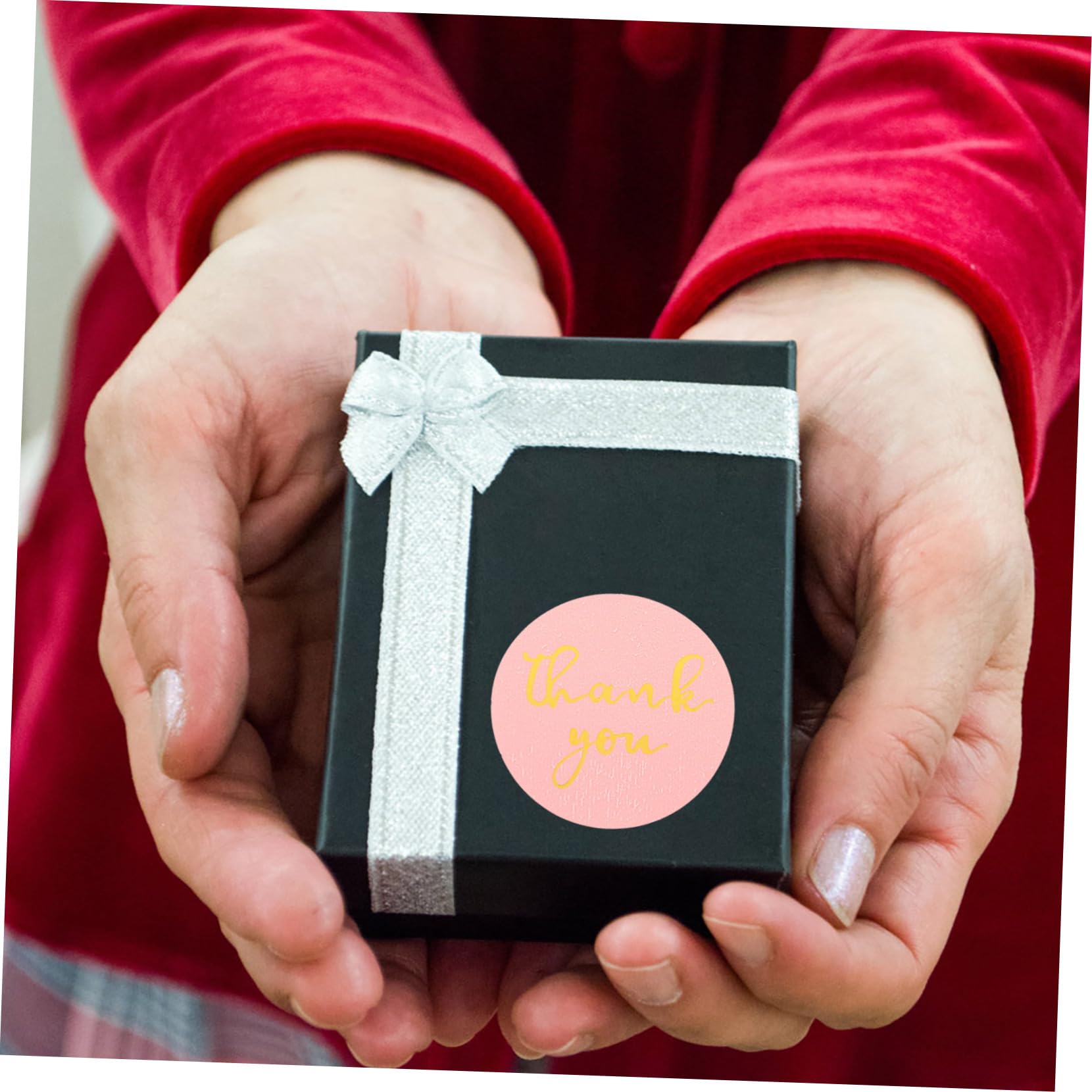 5 Sätze Aufkleberpapier Danke Karten Band Umwickeln Punkt Etikett Personalisierte Sticker Personalisierte Aufkleber Briefversorgung Dankesaufkleber Für Rosa 3 Rollen * 5