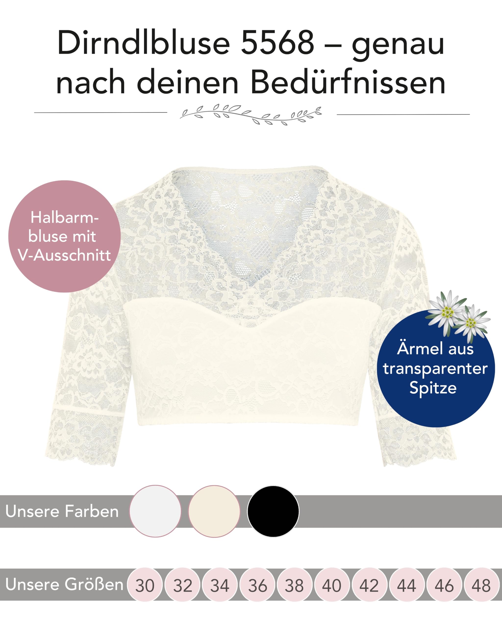 Susa Damen 5568 Wiesn-zauber Dirndl-Bluse halbarm (1er Pack)