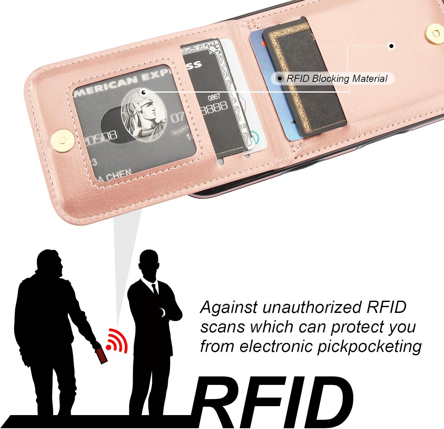 KIHUWEY for iPhone 16 Case Wallet with Credit Card Holder, 360° Rotation Ring PU Leather Magnetic Clasp Kickstand Heavy Duty Protective Cover for Women and Men 6.1 Inch (Rose Gold) - Image 7