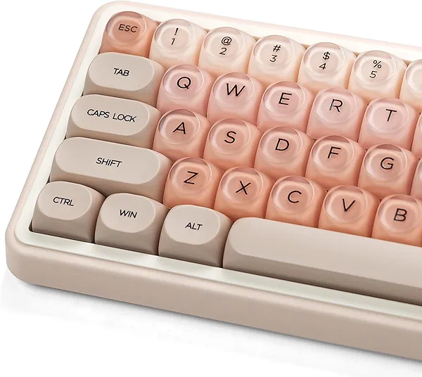 Rainy75 PBT Keycaps, Jelly Keycap Foundation MOA Profile, 132 Keys Cute Custom Keycaps for Cherry Gateron MX Swithes Mechanical Keyboards (Pink)