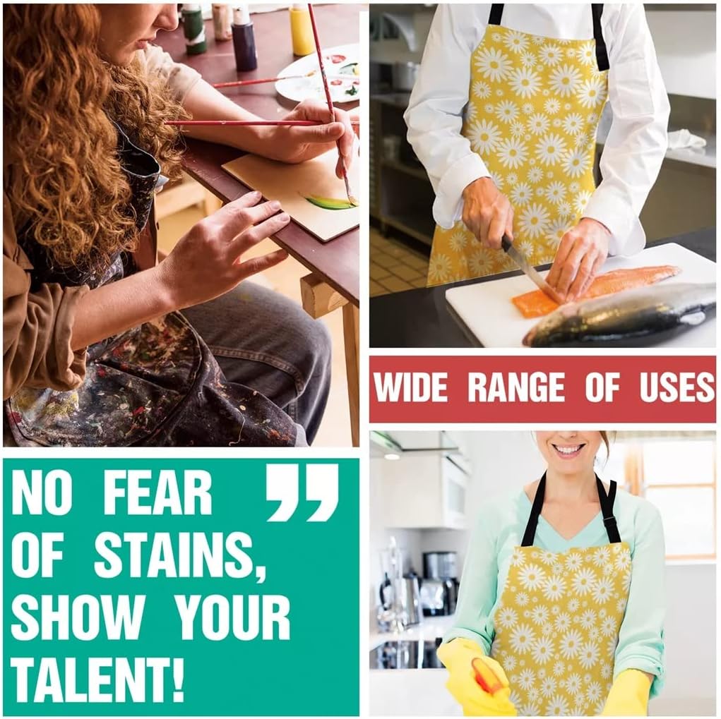 Fresh Daisy Flowers Printed Kitchen Cooking Baking Aprons Canvas Sleeveless for Women Man Kids Home