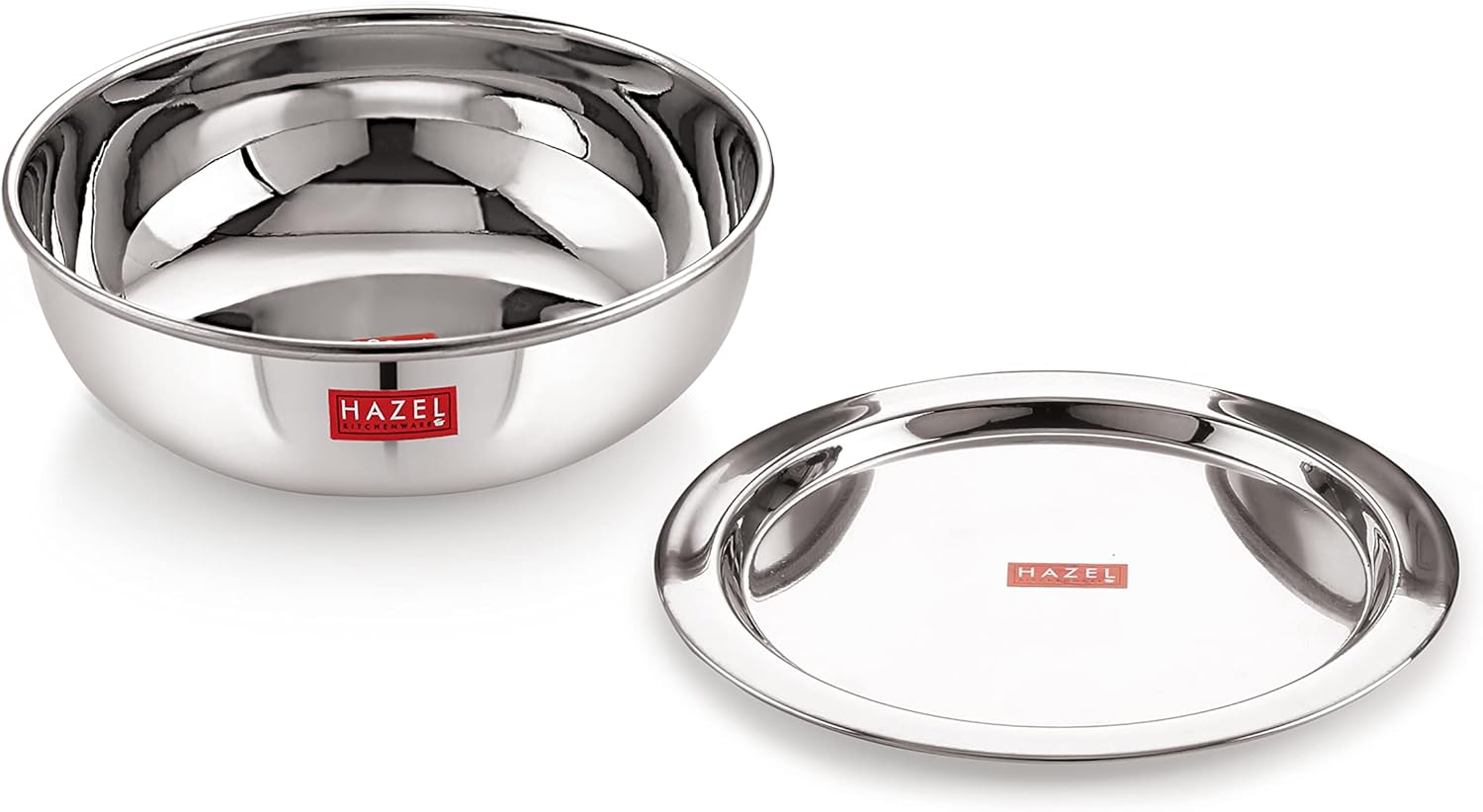 HAZEL Alfa 18 Gauge Premium Stainless Steel Kadai Tasra with Lid, 1500 ml, Silver