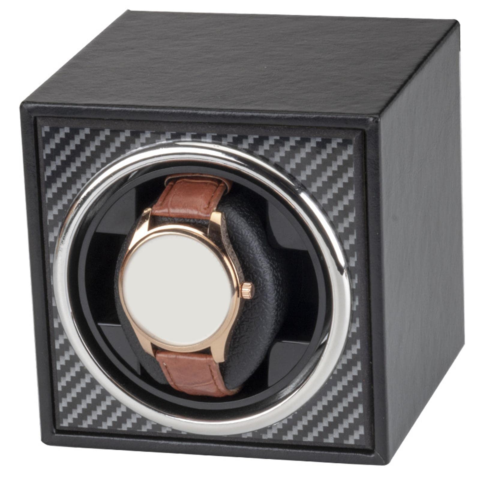 Mini Carica Orologi USB con Motore, Rivestimento in Similpelle E 2 modalità di Rotazione per Orologi da Tavolo Meccanici