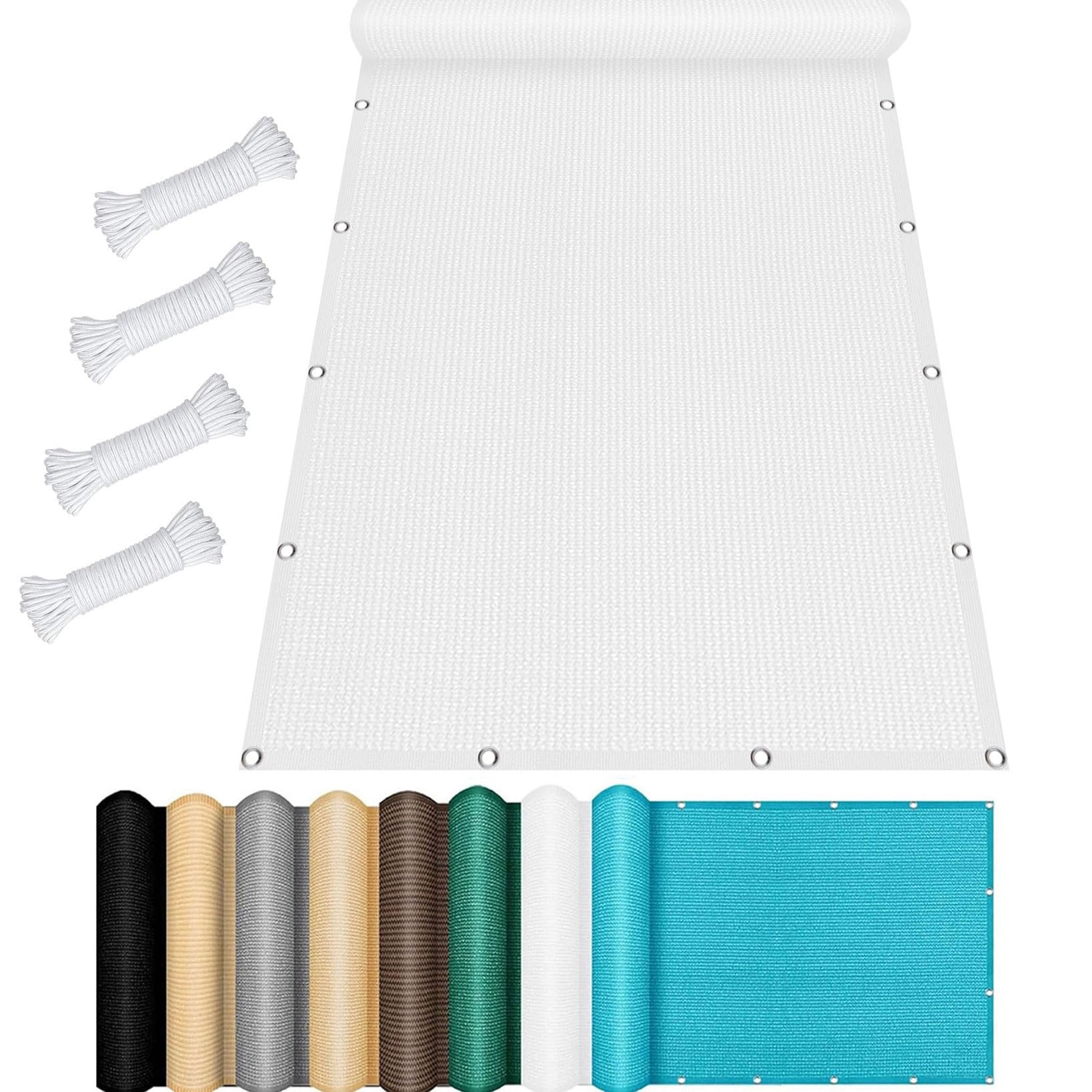 Ogród Na Świeżym Powietrzu Z Żaglem 110 x 300 cm Odporny Na Promieniowanie UV Zadaszenie Ogrodowe Kątowe Z Przelotkami I Bezpłatną Liną Na Podwórko, Basen, Biały