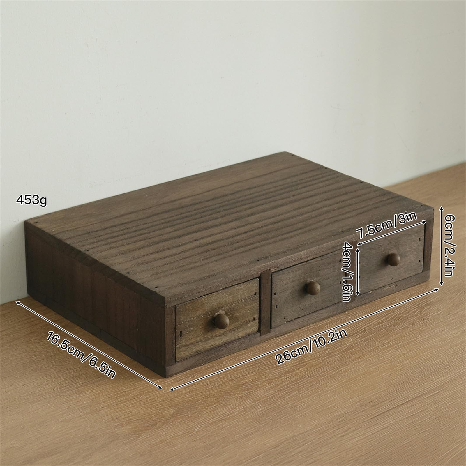 Scatola da scrivania in legno con scomparti multipli, pratico organizer da scrivania in legno per libreria o piano di lavoro, agenda da ufficio in legno