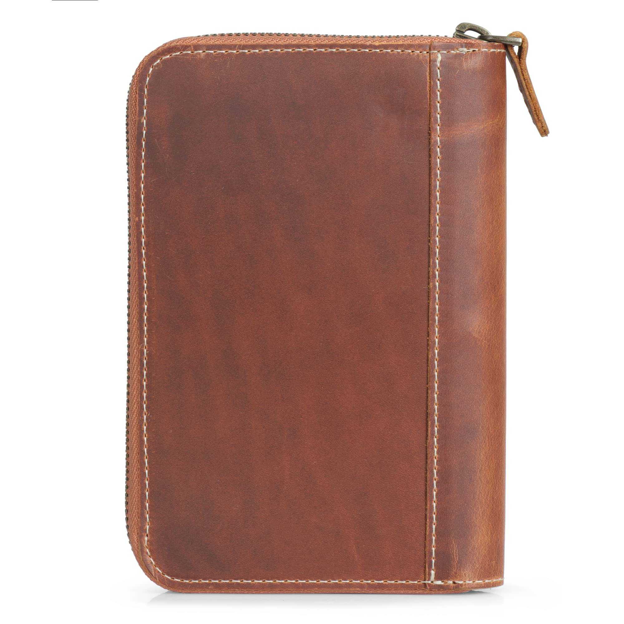 Londo - Padfolio Piórnik Ze Skóry Naturalnej Z Uchwytem Na Długopis I Zamkiem Błyskawicznym - Brązowy, ‎17,78 x 12,7 x 2,54 cm, Torba na ramię, Jednolity kolor