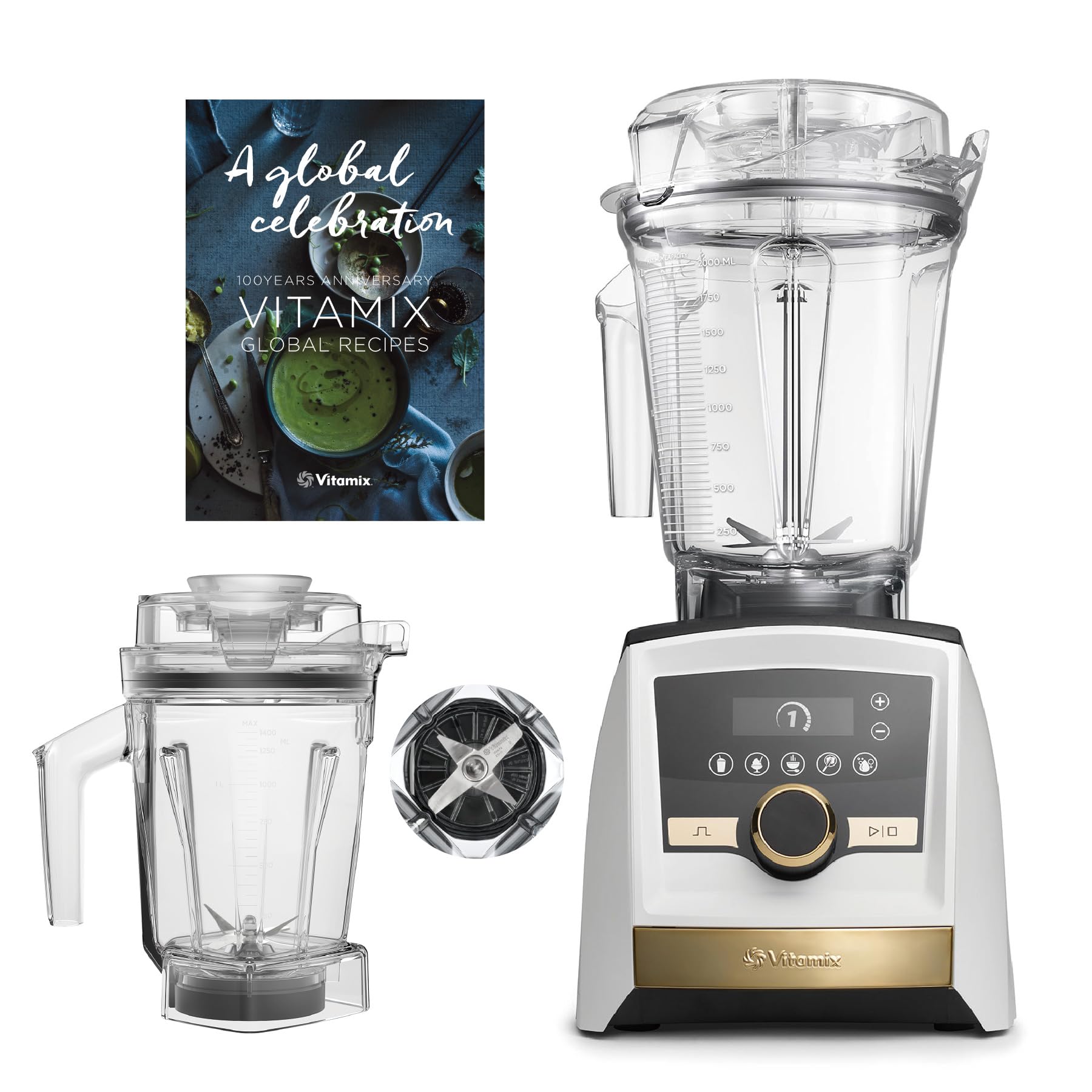 レ*ー様 Vitamix A3500i ブレンダー 2Lと1.4L容器付き Amazon | 【公式】Vitamix A3500i ホワイト ミキサー 1.4L ドライ
