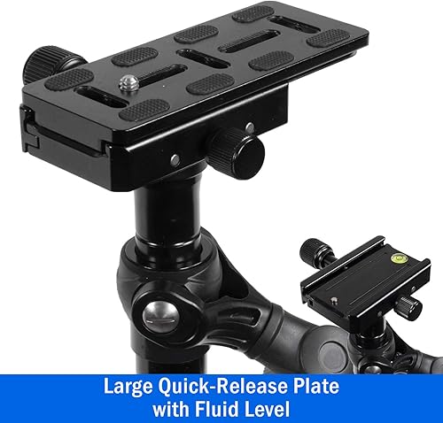 Miniatura 5 de Vivitar VIV-ST-6000-BLK Estabilizador profesional de 59 pulgadas con trípode estabilizador telescópico y plataforma de liberación rápida, paquete