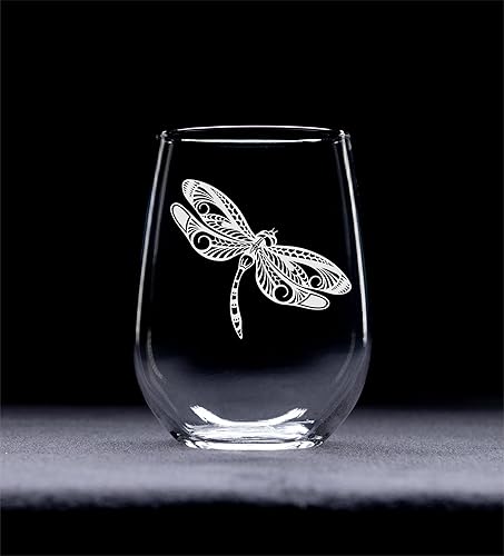 Miniatura 2 de C M Copa de vino sin tallo con diseño de libélula, 17 oz - Regalo con temática de libélula para hombres y mujeres