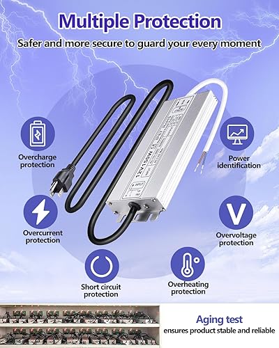 Idealy Fuente de alimentación LED de 150 W 12 V CC, adaptador de controlador LED de transformador de bajo voltaje impermeable IP67, convertidor de
