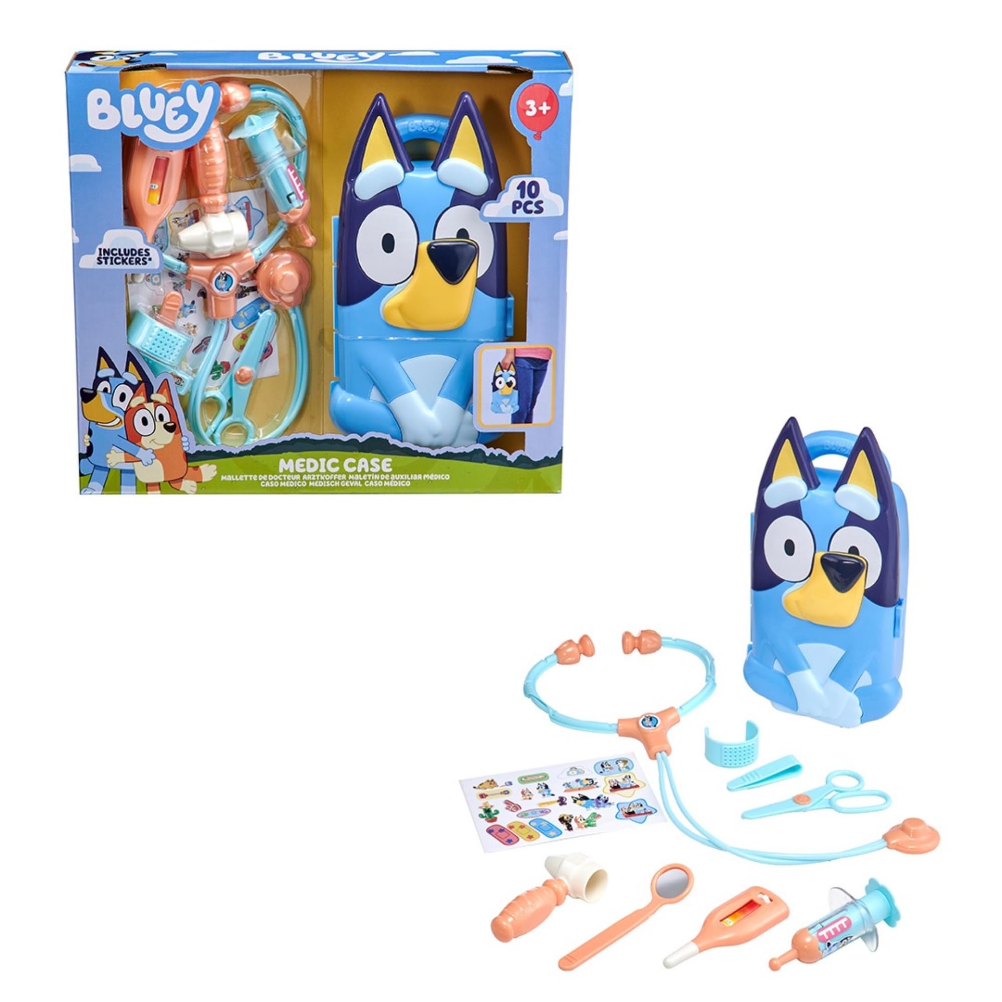 HTI Bluey's Medic Case | Including 10+ Accessories With Carry Case | Pretend Kids Doctor Kit Medical Playset | Childrens Emergency Medic Kit Set | Pretend Roleplay Educational Toys | 3+