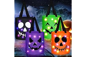 Yaomiao 4 Pcs LED Halloween Candy Bags