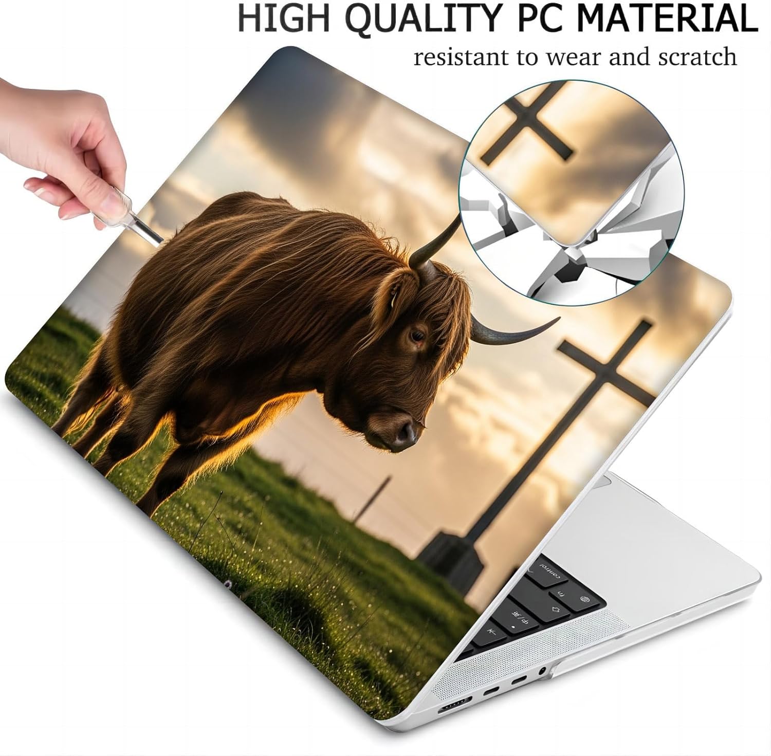 Compatible with MacBook Neo 13-inch, Hard Shell Case with Keyboard Cover and Screen Protector (A3404 A18 Pro chip, 2026 Release) - Highland Cow MC24129
