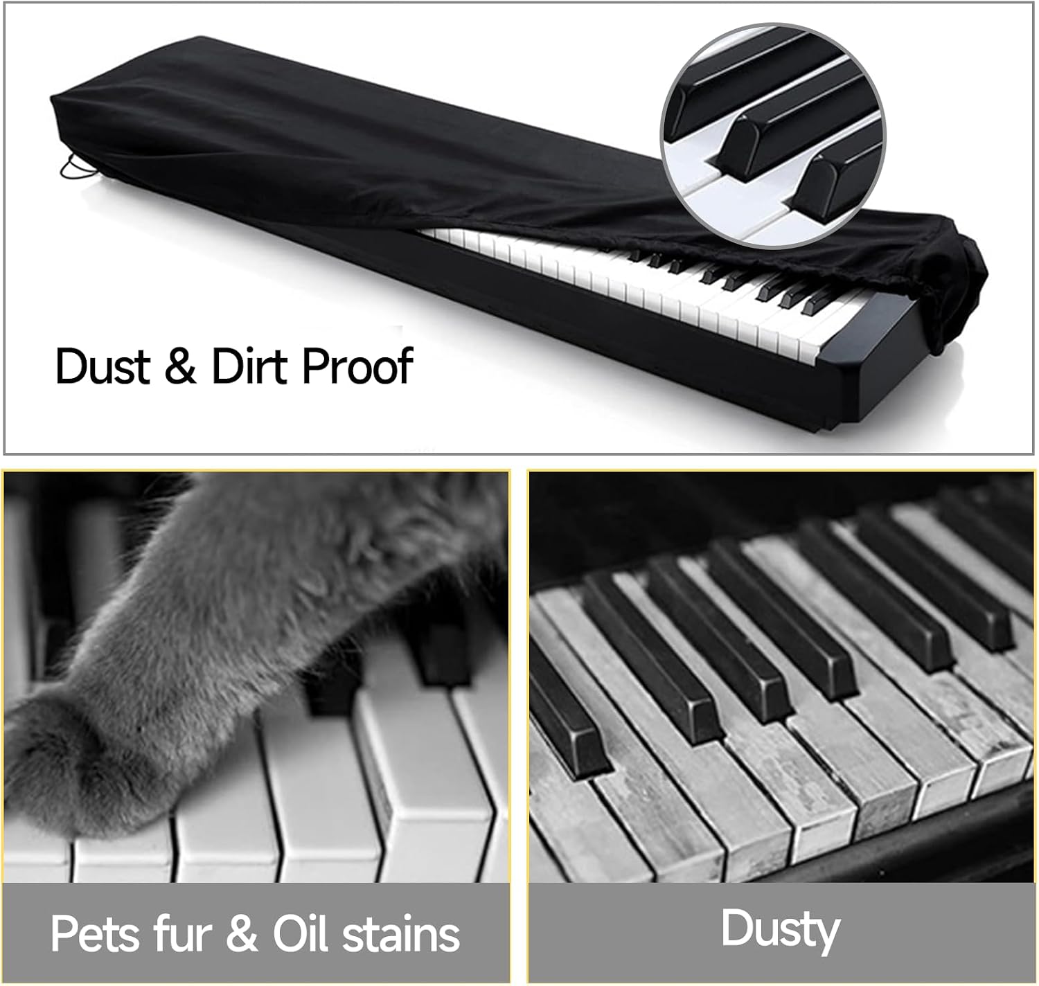 CashBeat 61 Key Piano Keyboard Dust Cover Waterproof Stretchy