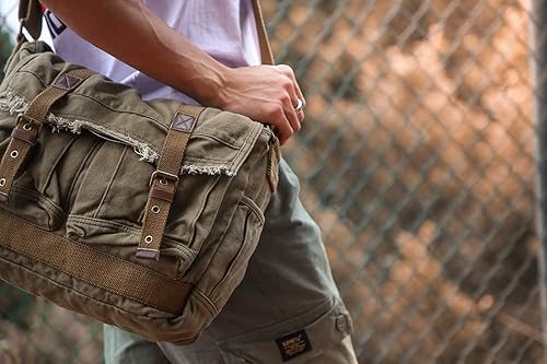 Miniatura 6 de GOOTIUM Canvas Messenger Bag - Vintage Shoulder Bag Frayed Style Boho Purse