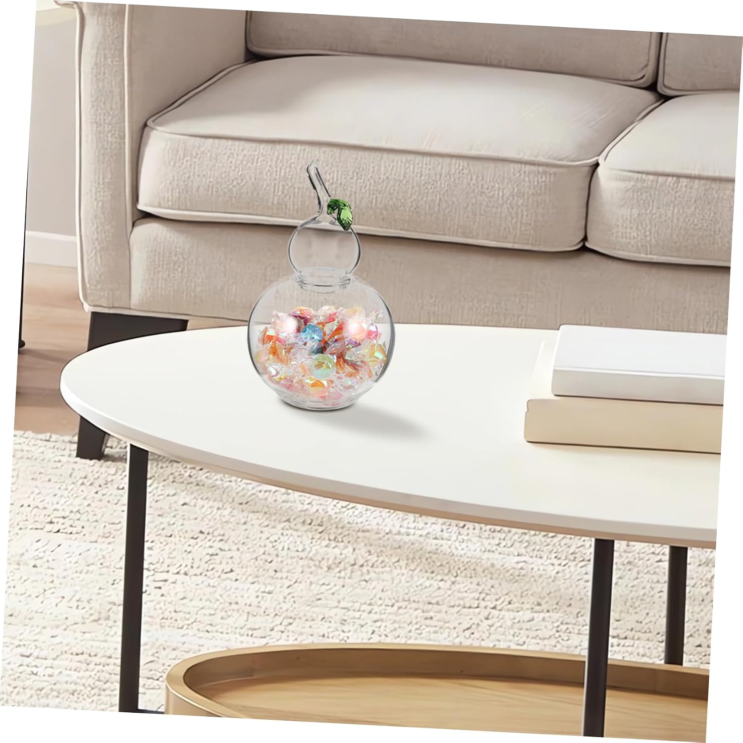 Gourd Candy Jar with Lid, Glass Compartment Snack Organizer Xmas