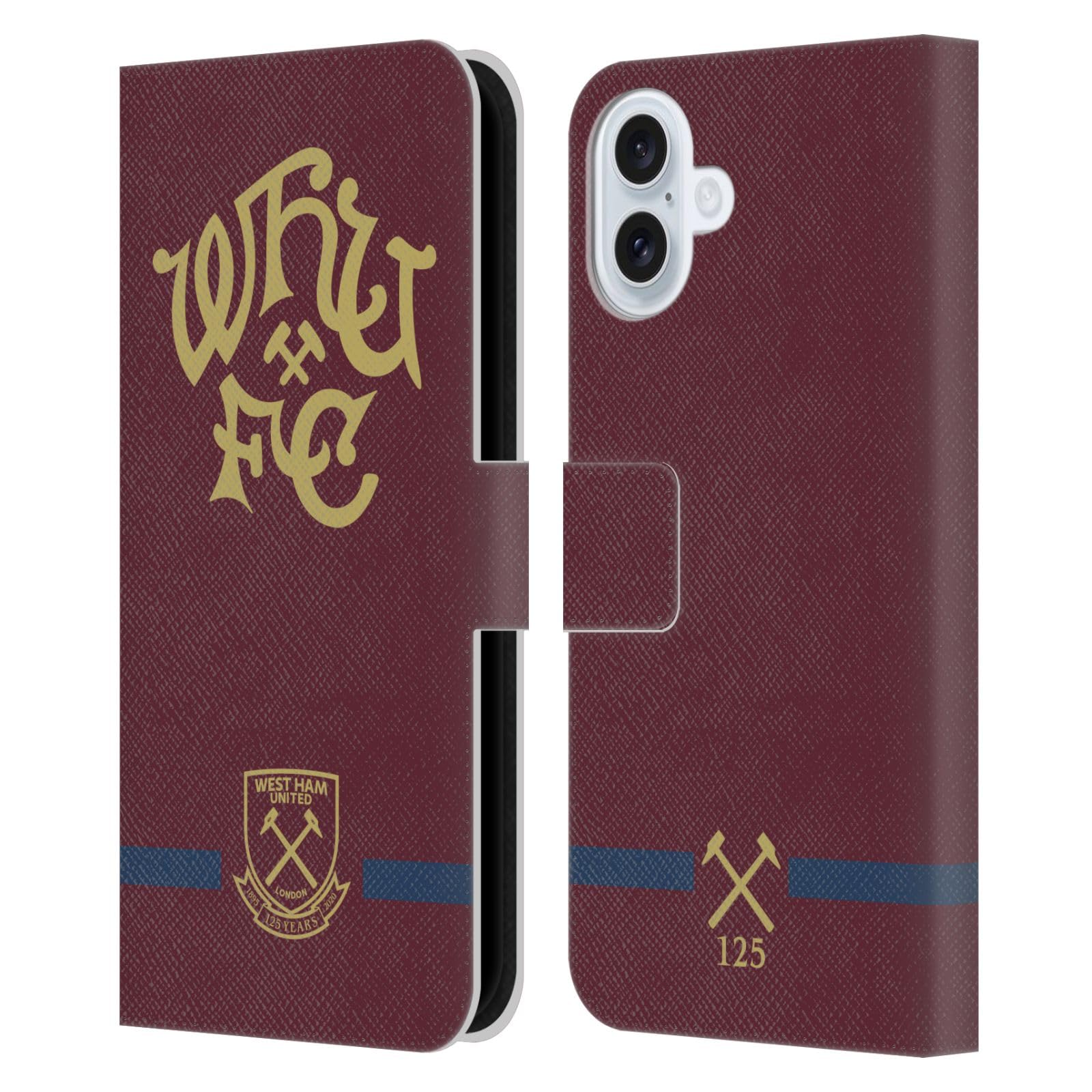 Head Case Designs Officially Licensed West Ham United FC WHUxFC 125 Year Anniversary Leather Wallet Case Compatible With Apple iPhone 16 Plus โ image 1