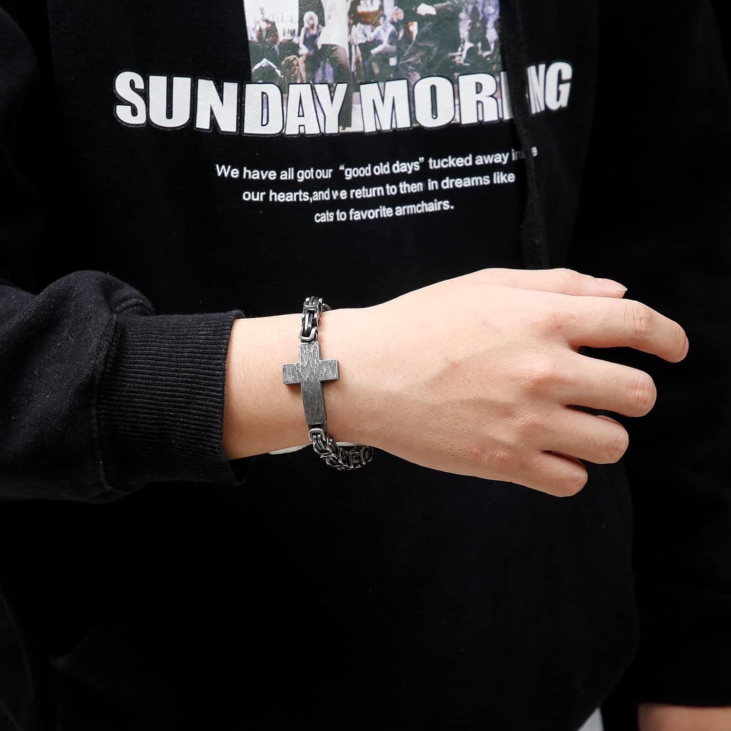 Cross Bracelet for Men Stainless Steel Christian Cross Bracelet Jesus Wristband Heavy Byzantine Chain Jewelry for Men Father - Image 6