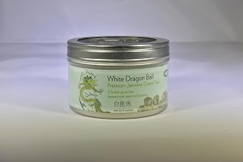 GT White Dragon Ball Premium Jasmine Green Tea - Loose Leaf 4 Ounce Tin