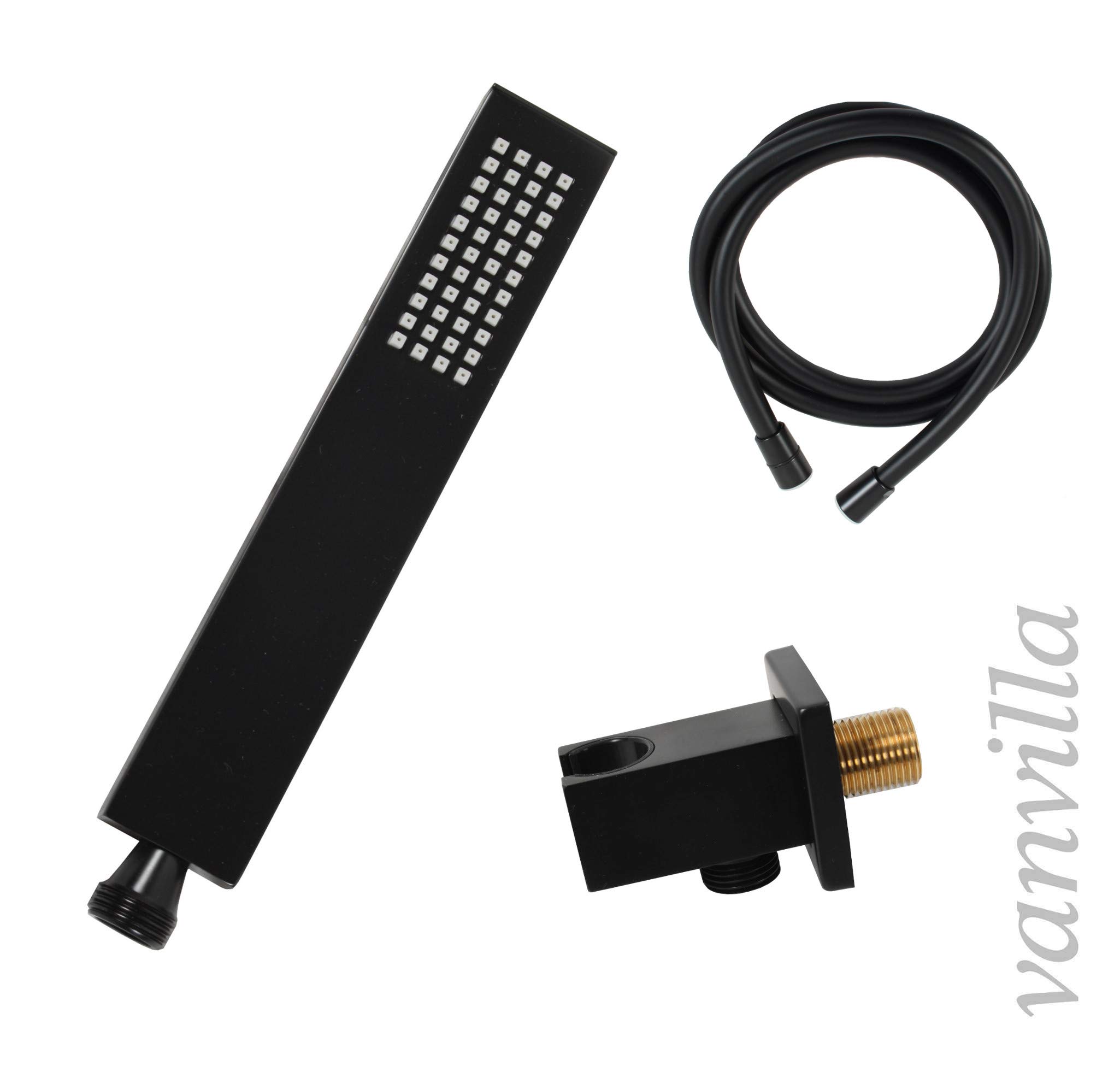 vanvilla Duschsystem mit Unterputz Duscharmatur von Grohe Cubeo Einhandmischer und vanvilla Regendusche mit Armatur, Duschkopf, Dusch-SET GS21-ob schwarz matt