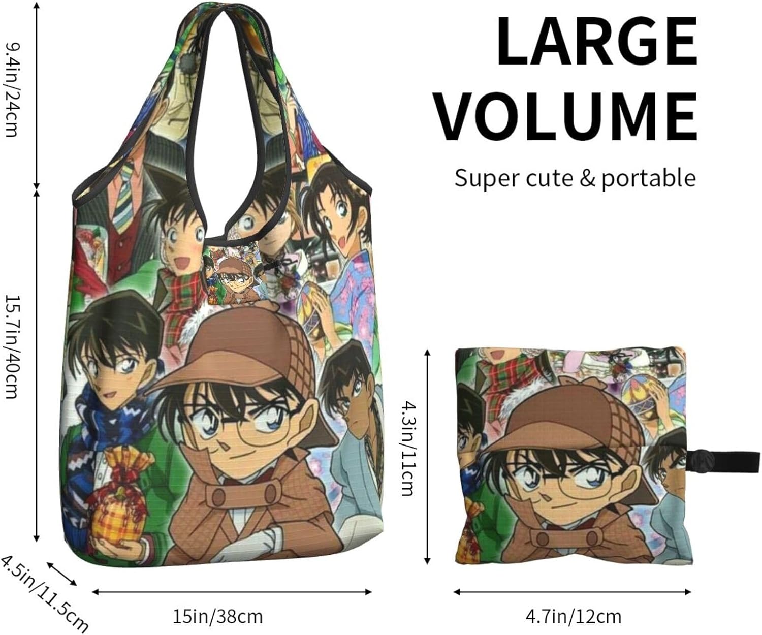 [Tioebnd] コナン 軽量片肩掛けコンビニエンスバッグ 大容量 折りたたみ ショルダーバッグ メンズ レディース 通勤通学