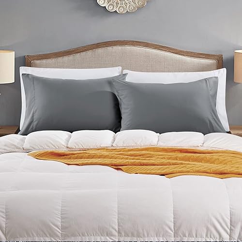 Miniatura 7 de FreshCulture Juego de 12 fundas de almohada de color gris oscuro, tamaño Queen, juego de fundas de almohada a granel, cierre de sobre, tela de