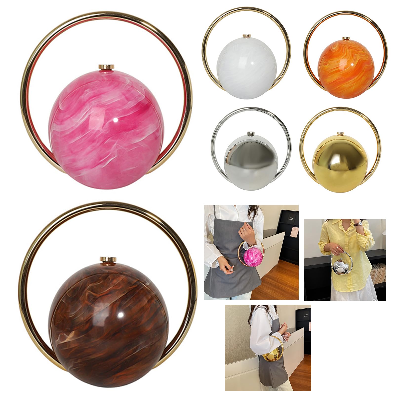 Elegante borsa da sera a sfera rotonda da donna multifunzionale borsa da sera borsa a mano con manico superiore per