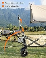 Vista 8 de CAMPERFECT Carro de playa con ruedas grandes – Carro todo terreno al aire libre para camping, deportes, compras – Carro plegable con mango ajustable