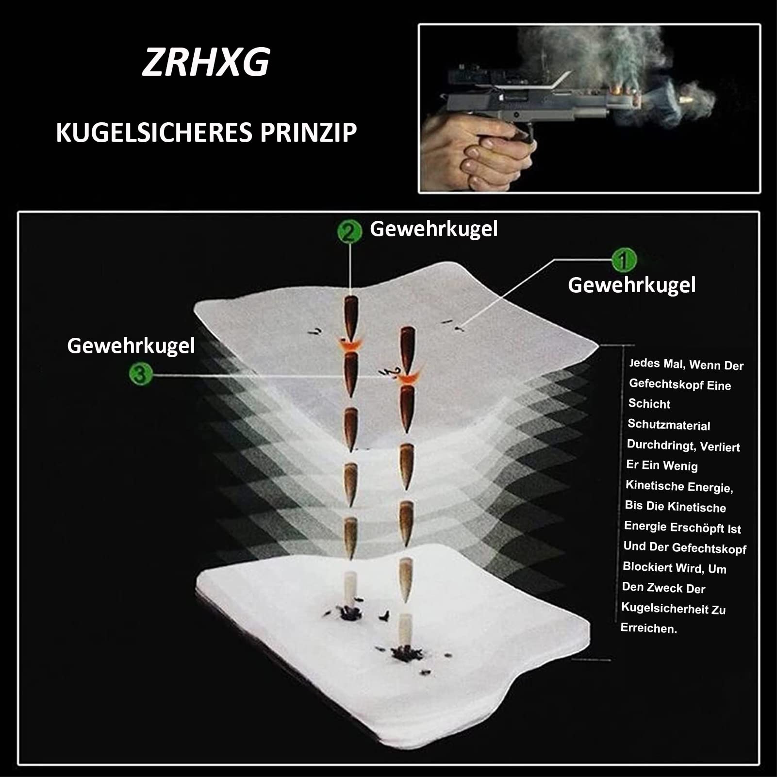 Schusssichere Weste Militär Kugelsichere Schutzweste, Schusssicher Ausrüstung Einstellbar Sicherheitswesten Taktische Ballistische K?Rperpanzer, Es Gibt Taschen Vorne und Hinten