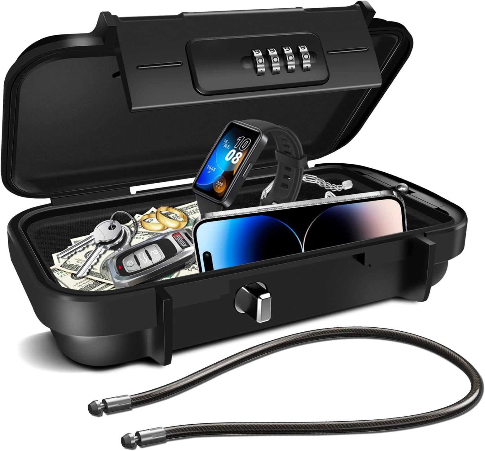 Portable Safe Box, Travel Safe Combination Security Case LockBox with Code, Waterproof Anti-Theft Mini Travel Safe Lock Box with Removable Chain, Portable Lock Box for Home, Office,Good Gift