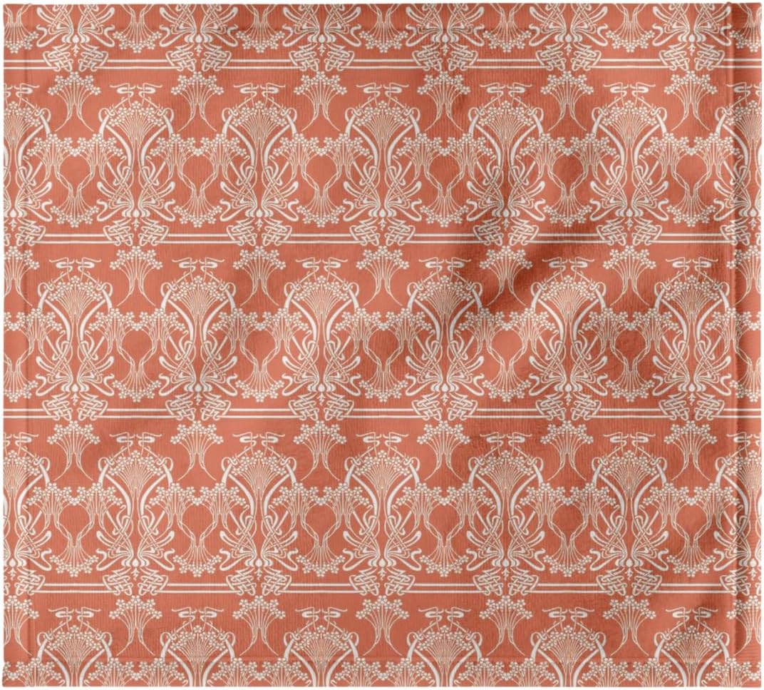 3dRose Stunning Art Nouveau Flower Pattern in Peach and White 22x30 Bath Hand Pool Towel